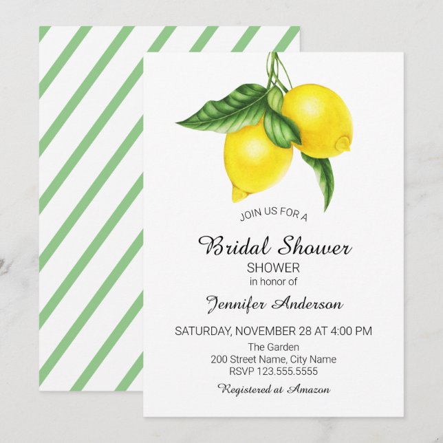 Lemon Bridal Shower Invitation (Front/Back)