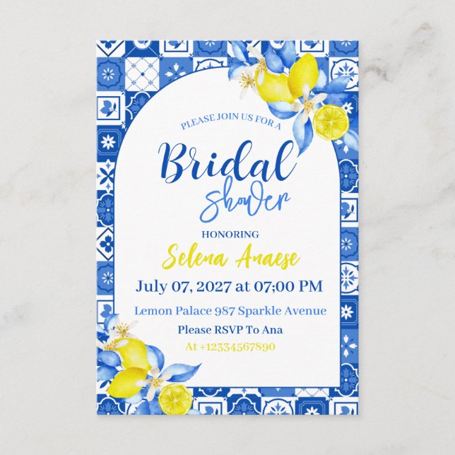 Lemon Bridal Shower Invitation Card (Front)