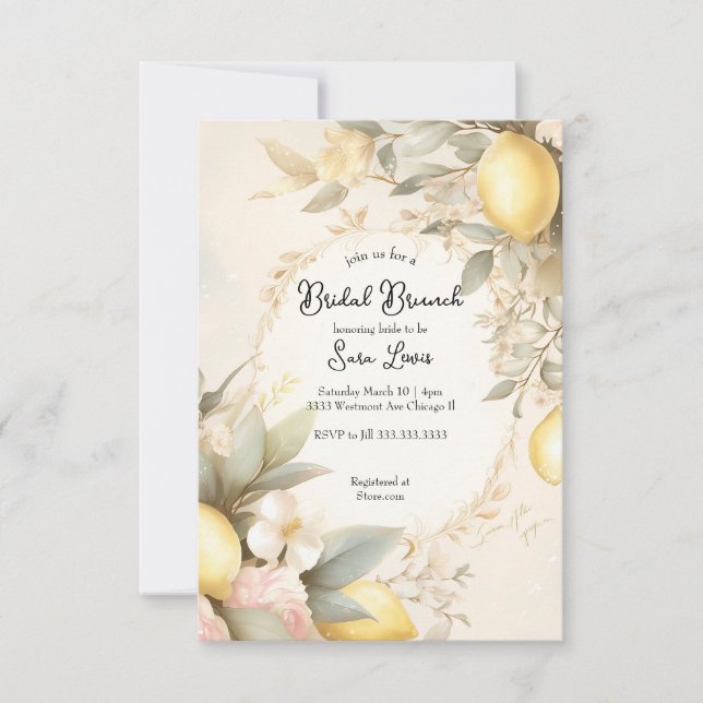 Lemon Bridal shower invitation Lemons invite (Front)