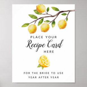 Lemon Bridal Shower Leave Recipe Card Here Sign