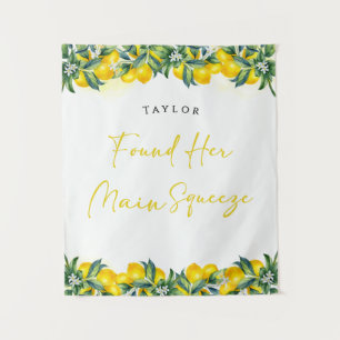 Lemon Bridal Shower Main Squeeze Backdrop Tapestry