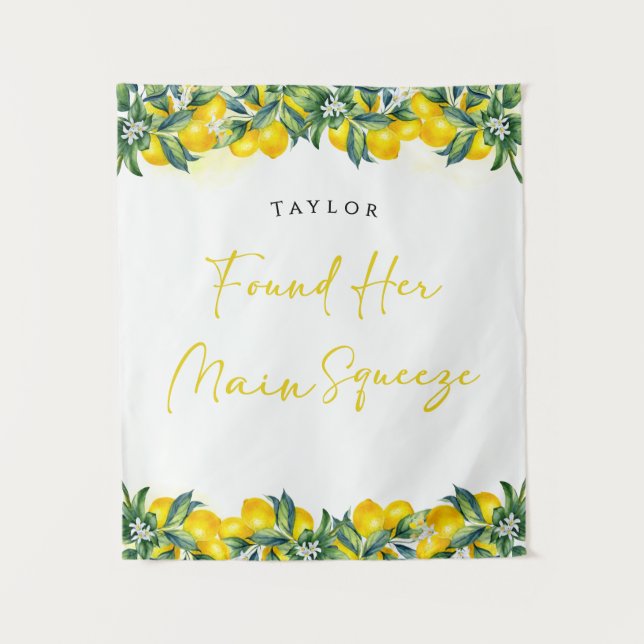 Lemon Bridal Shower Main Squeeze Backdrop  Tapestry (Front)