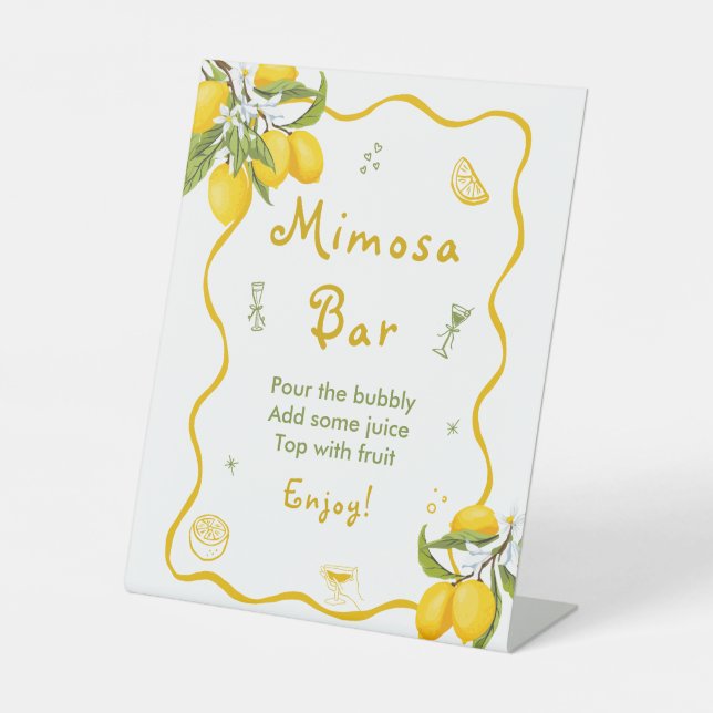 Lemon Bridal Shower Mimosa Bar Pedestal Sign (Front)