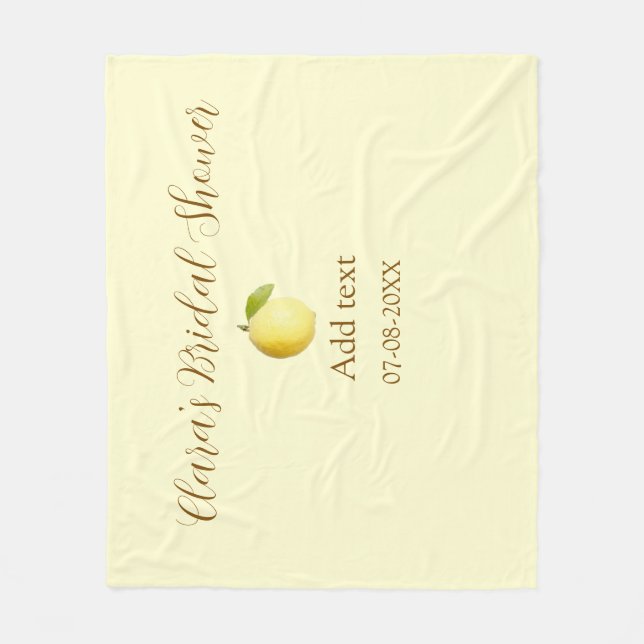 Lemon bridal shower modern simple minimal rustic b fleece blanket (Front)