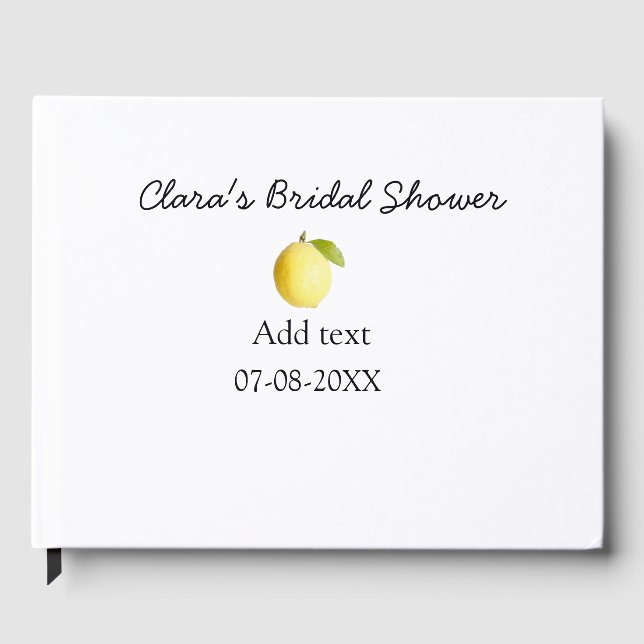 Lemon bridal shower modern simple minimal rustic b guest book (Front)