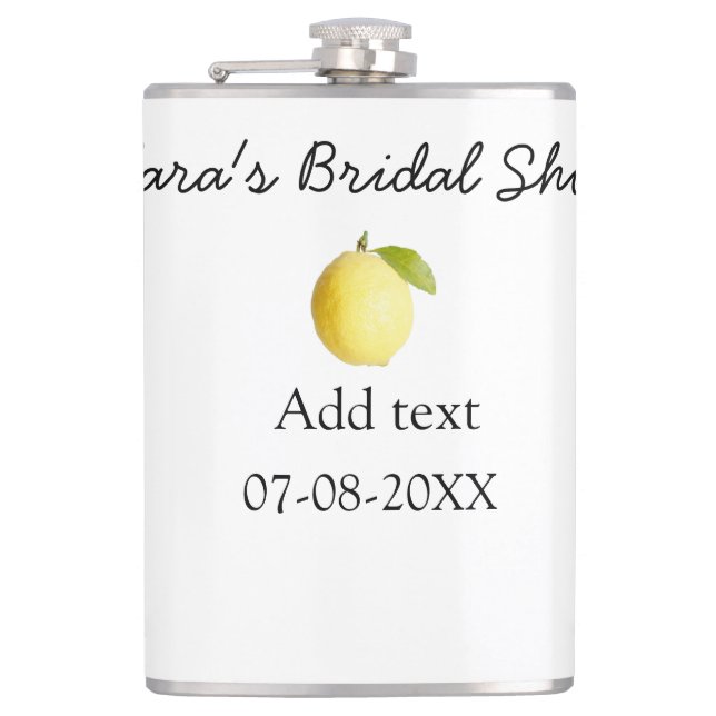 Lemon bridal shower modern simple minimal rustic b hip flask (Front)