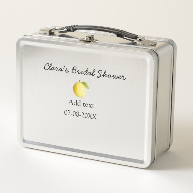 Lemon bridal shower modern simple minimal rustic b metal lunch box (Front)