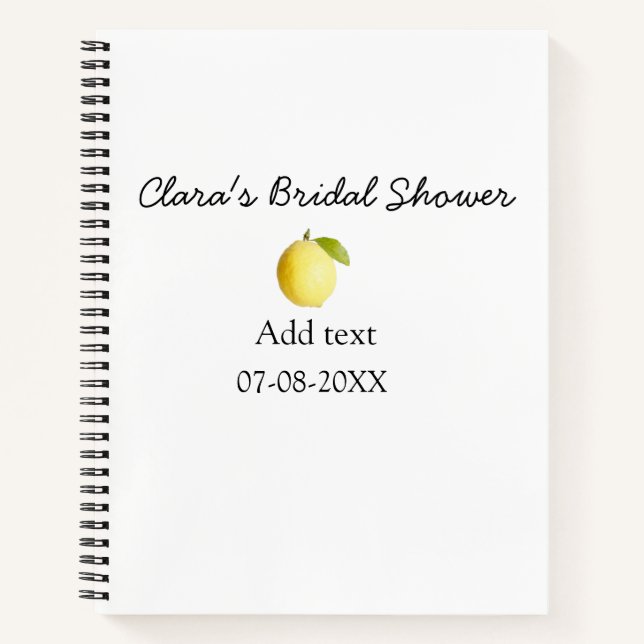 Lemon bridal shower modern simple minimal rustic b notebook (Front)