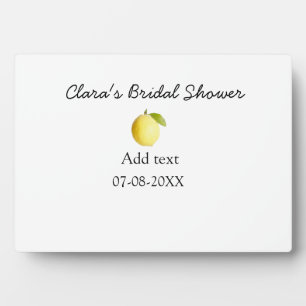 Lemon bridal shower modern simple minimal rustic b plaque