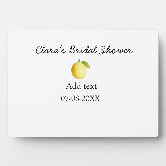Lemon bridal shower modern simple minimal rustic b plaque (Front)