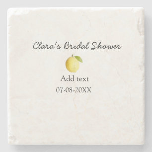 Lemon bridal shower modern simple minimal rustic b stone coaster