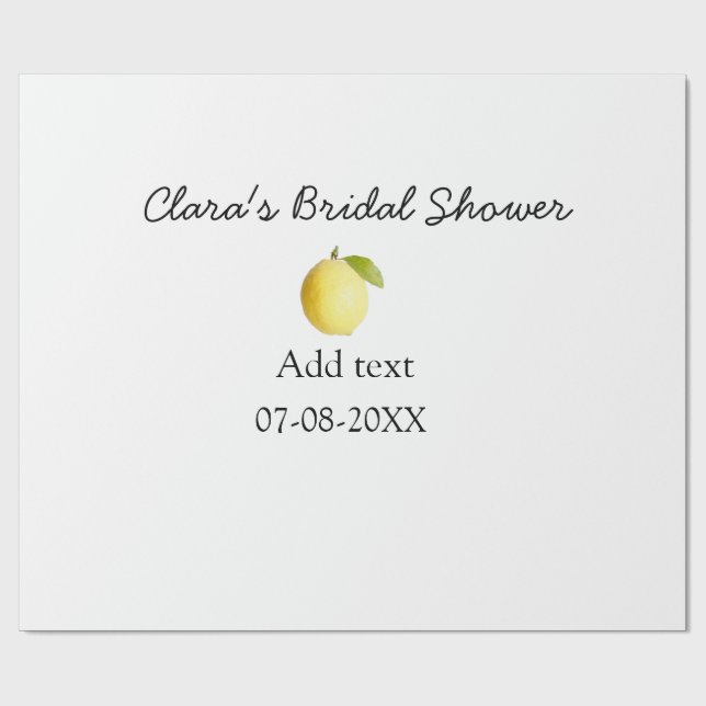 Lemon bridal shower modern simple minimal rustic b wrapping paper (Flat)