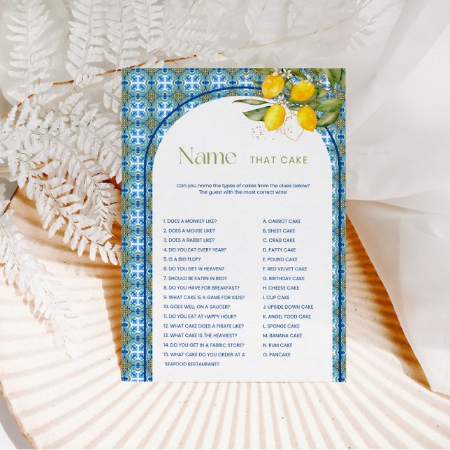 Lemon Bridal Shower Name That Cake Game Card (Creator Uploaded)