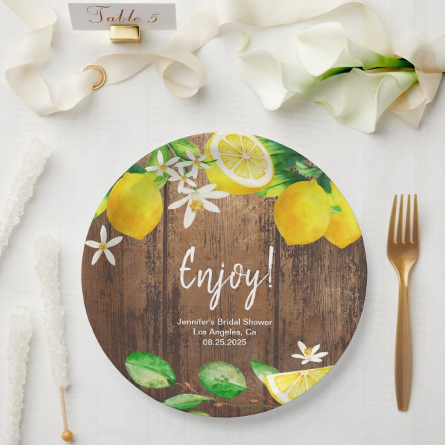 Lemon Bridal Shower Paper Plate (Wedding)