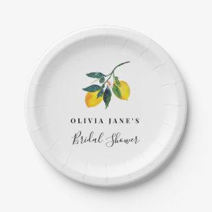 Lemon Bridal Shower Plate, Tropical Paper Plate
