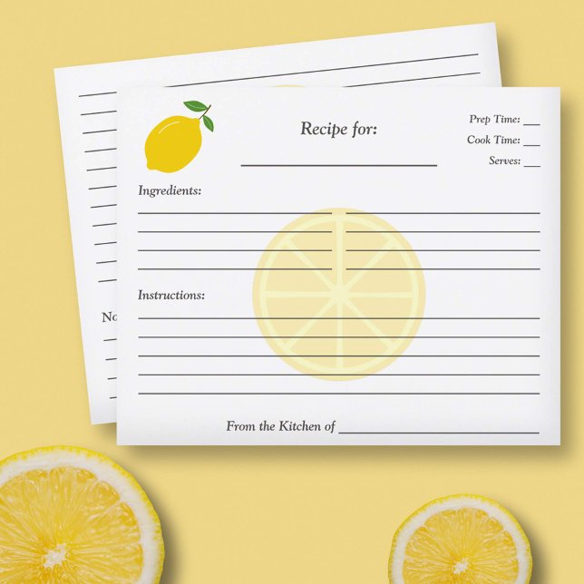Lemon Bridal Shower Recipe Card (Lemon Bridal Shower Recipe Card)