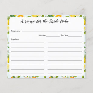 Lemon Bridal Shower Recipe Cards