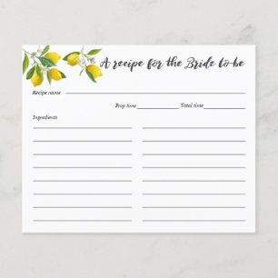 Lemon Bridal Shower Recipe Cards