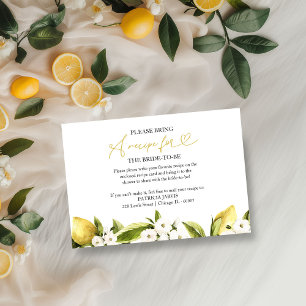 Lemon Bridal Shower Recipe Request Invitation