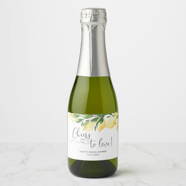 Lemon Bridal Shower Sparkling Wine Label (Front)