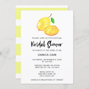 Lemon Bridal Shower virtual online Elegant simple Invitation
