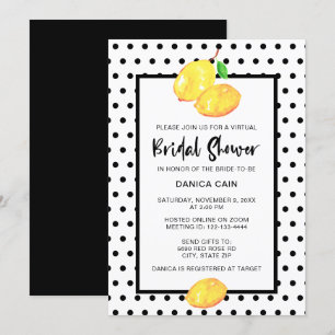 Lemon Bridal Shower virtual online Polka Dots Invitation