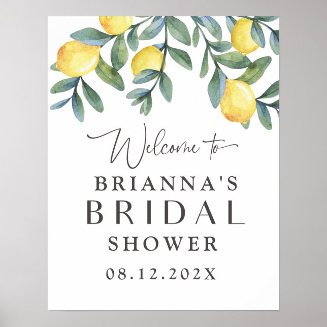 Lemon Bridal Shower Welcome Poster (Front)