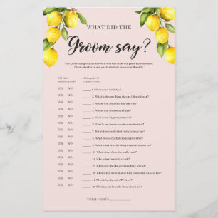 Lemon bridal shower What the groom said game