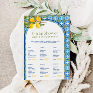 Lemon Bridal Shower What's In Your Purse Game Card