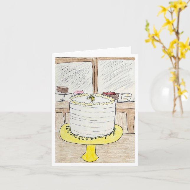 Lemon Cake Birthday Card (Yellow Flower)