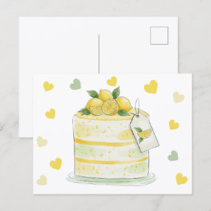 Lemon Cake Watercolor Postcard