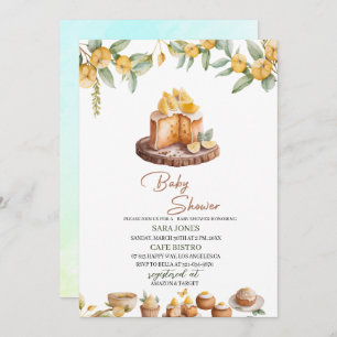 Lemon Cakes Watercolor Baby Shower Invitation