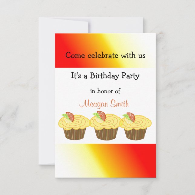 Lemon Candied Cupcakes Invitation (Front)