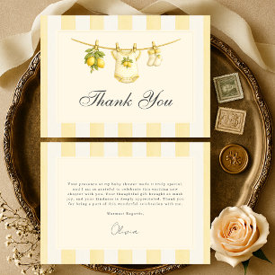 Lemon Can't to Wait Squeeze Stripes Baby Shower Thank You Card