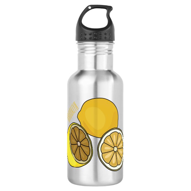 Lemon cartoon illustration 532 ml water bottle (Front)