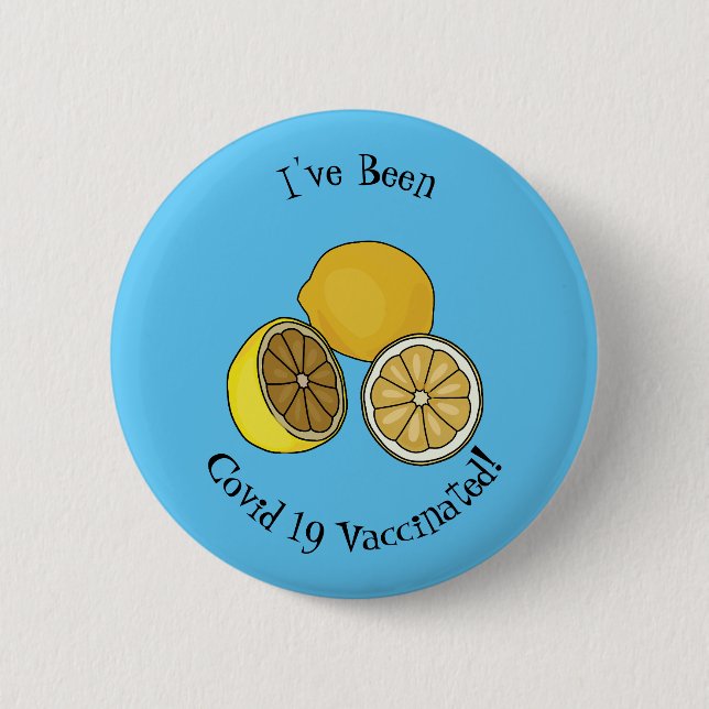 Lemon cartoon illustration 6 cm round badge (Front)