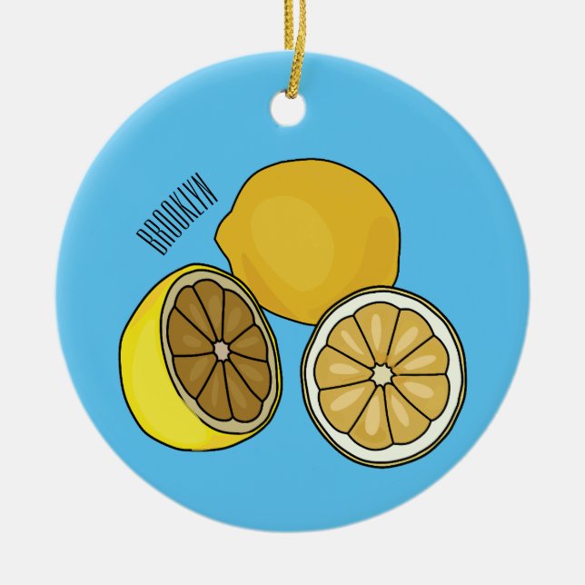 Lemon cartoon illustration ceramic tree decoration (Front)