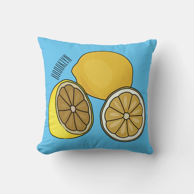 Lemon cartoon illustration cushion (Front)