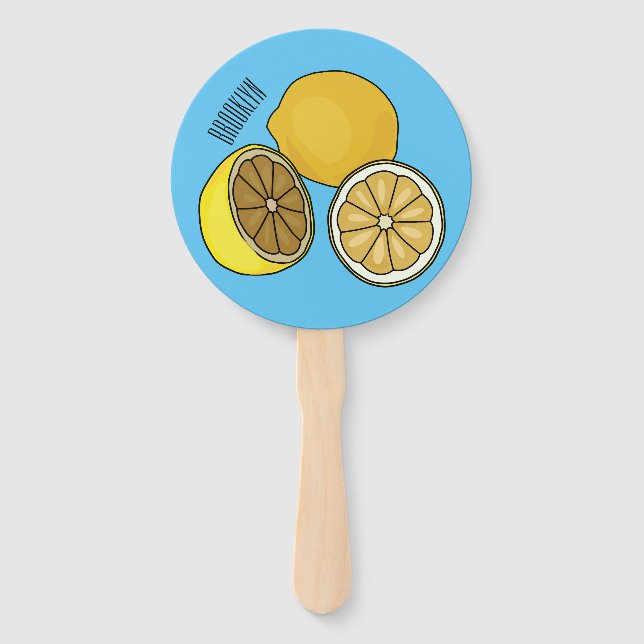 Lemon cartoon illustration hand fan (Front)