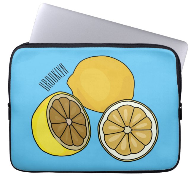 Lemon cartoon illustration laptop sleeve (Front)