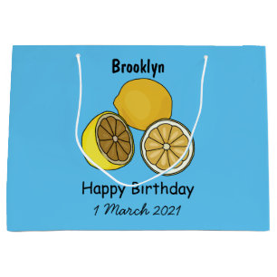 Lemon cartoon illustration large gift bag