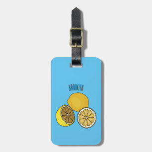 Lemon cartoon illustration luggage tag