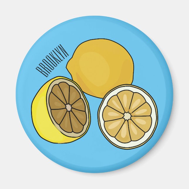 Lemon cartoon illustration magnet (Front)