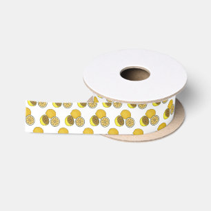Lemon cartoon illustration satin ribbon