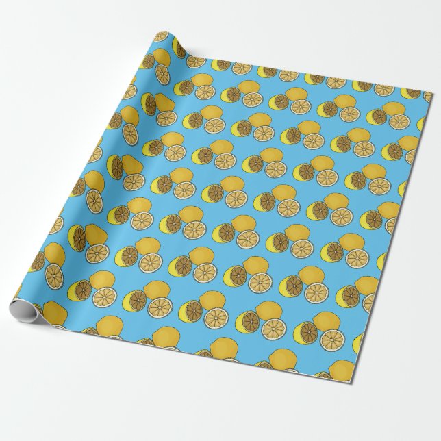 Lemon cartoon illustration wrapping paper (Unrolled)