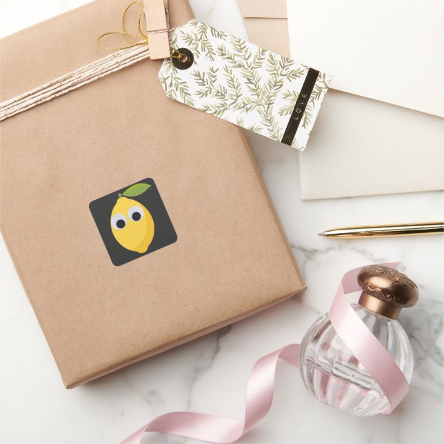Lemon Character, sweet fruit with googly eyes   Square Sticker (Gifting)
