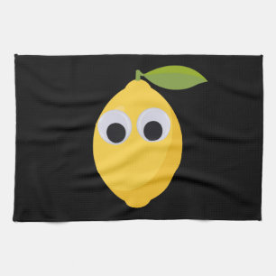 Lemon Character, sweet fruit with googly eyes   Tea Towel