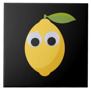 Lemon Character, sweet fruit with googly eyes   Tile