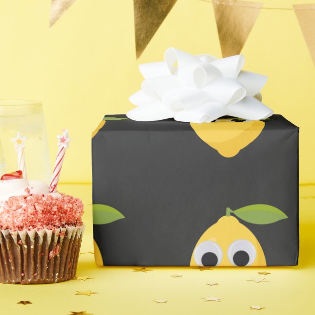 Lemon Character, sweet fruit with googly eyes   Wrapping Paper (Birthday Party)