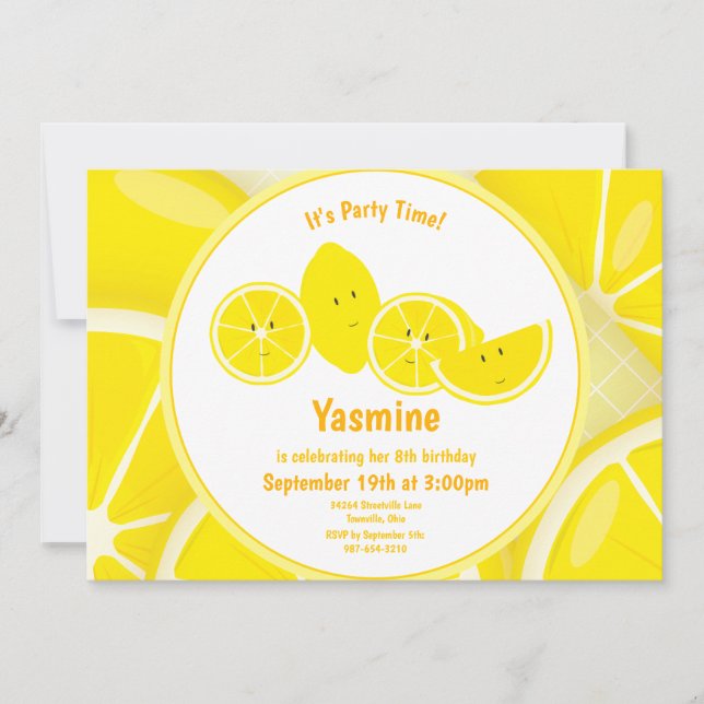 Lemon Characters Kid’s Birthday Invitation (Front)